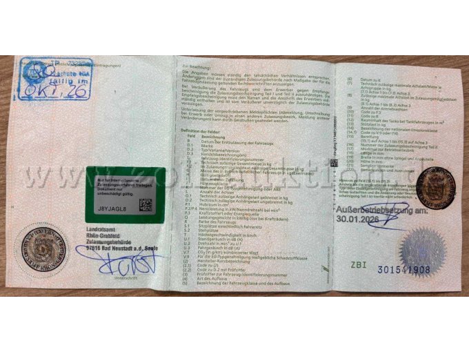Fahrzeugschein Seite 2