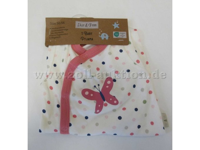 Baby Pyjama Gr. 50/56 creme mit Pünkchen