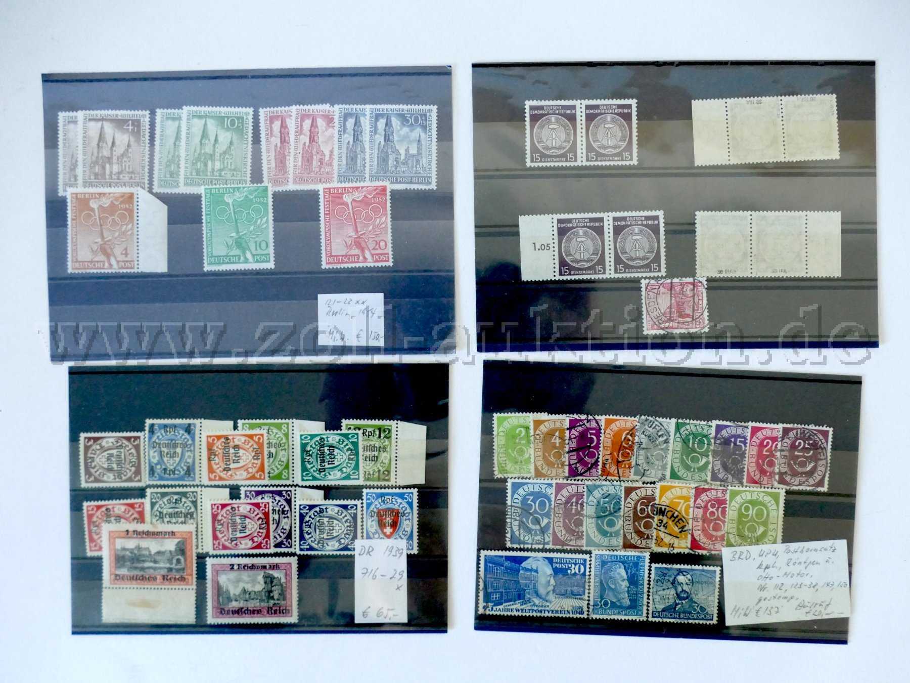 Ansicht 4 Einsteckkarten mit untersch. Briefmarken