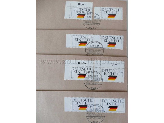 Ansicht 4 Briefumschläge Deutsche Einheit mit Stempel 03.10.1990