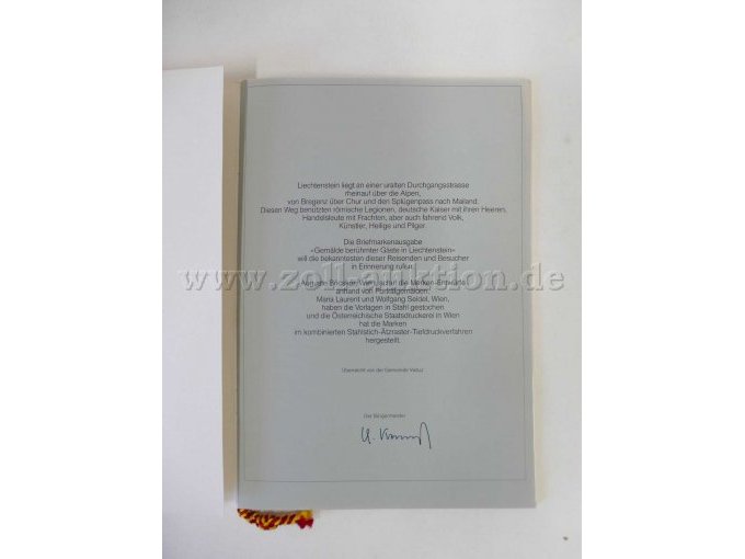 Ansicht Briefmarkenausgabe Liechtenstein erste Seite