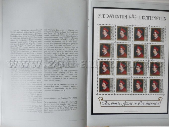 Innenansicht Briefmarkenausgabe Liechtenstein