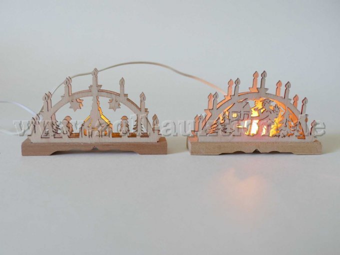 2 Mini-Schwibbögen beleuchtet