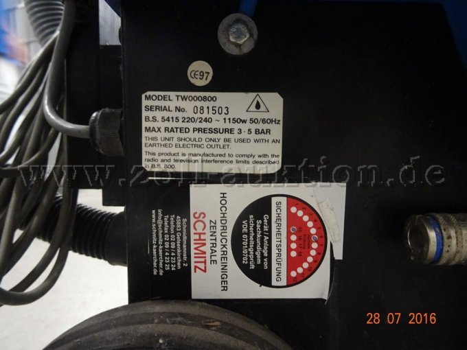 Typenschild Teppichreiniger TW 00800
