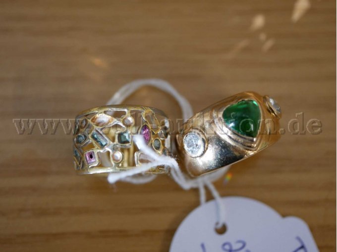 Modeschmuck zwei Ringe mit Glassteinen