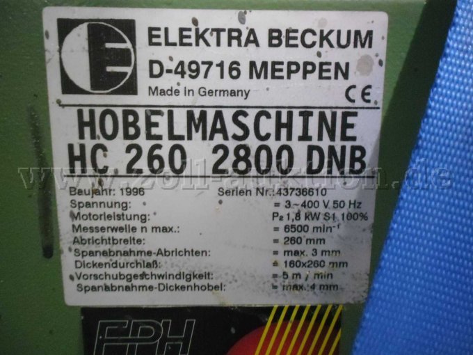 Hobelmaschine
Typschild