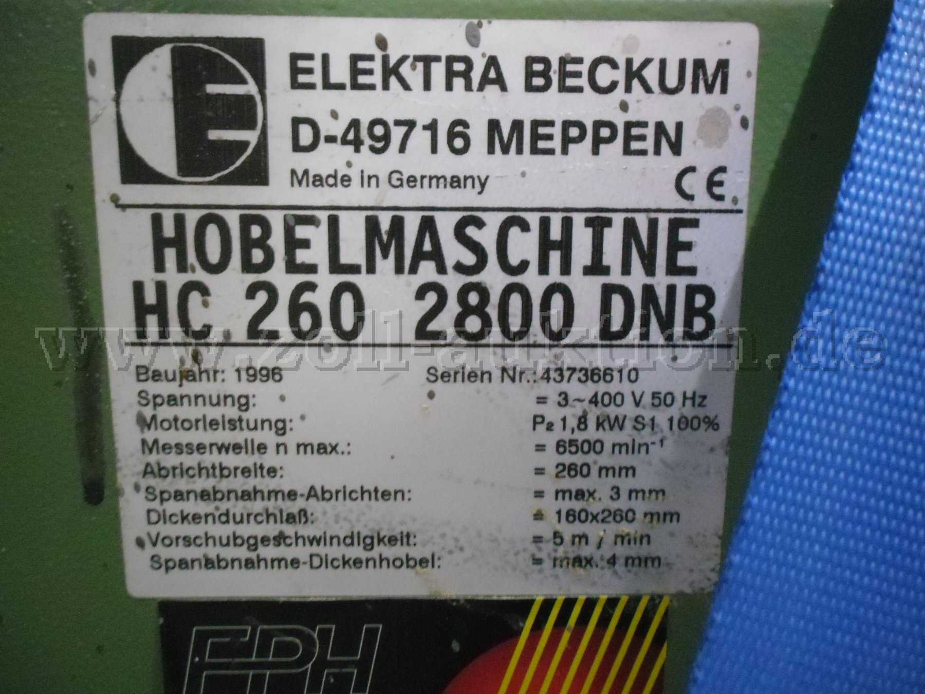 Hobelmaschine
Typschild