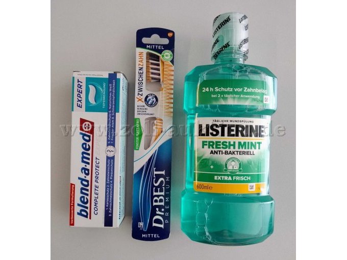 Listerine, Dr. Best Zahnbürste & blend a med Zahncreme