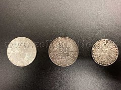 50 Österreichische Schilling – Wiener Internationale Gartenschau–1974, 50 Österreichische Schilling Maximilian I–1969, 25 Österreichische Schilling Peter Rosegger-1969 (Wertseite)