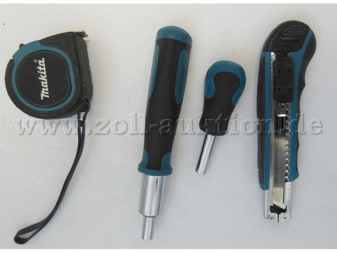 Makita Ratschenschraubendreher, Maßband, Schraubendreher, Cuttermesser