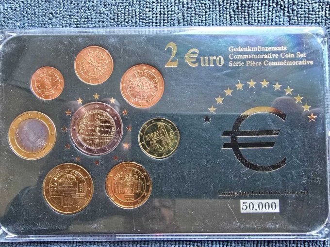 Gedenkmünzensatz Österreich mit 2-Euro Münze Staatsvertrag