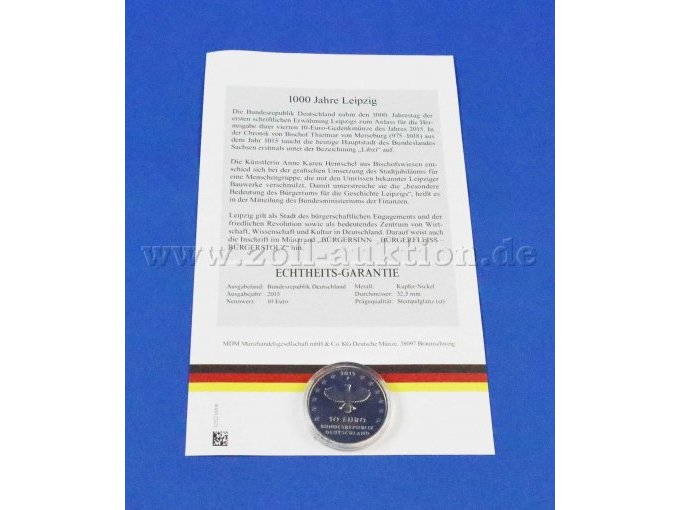 Rückseite Münze 1000 Jahre Leipzig