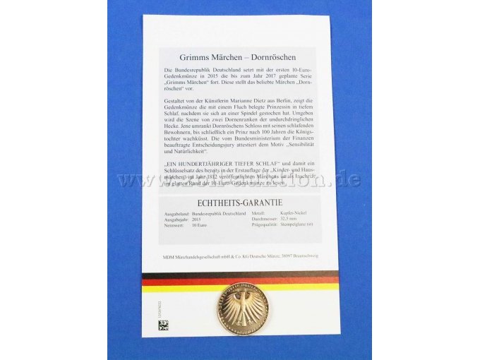 Rückseite Münze Dornröschen