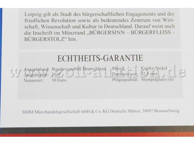 Echtheitsnachweis Münze 1000 Jahre Leipzig