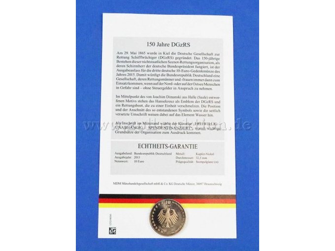 Rückseite Münze 150 Jahre DGzRS