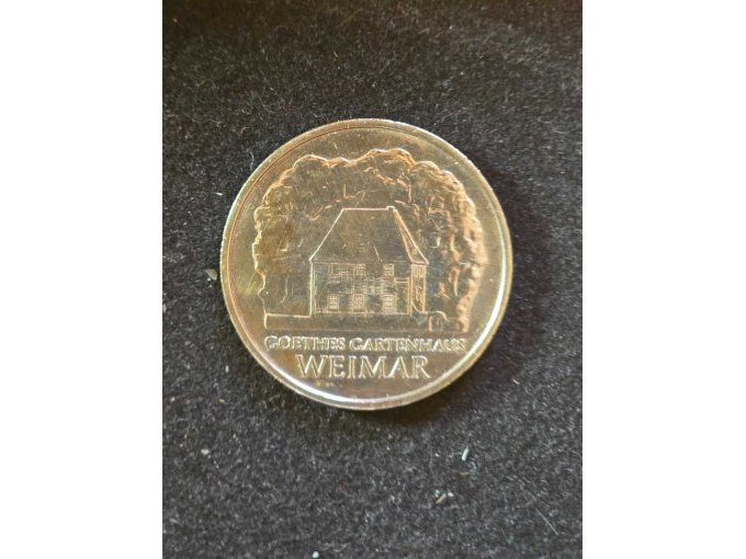 Rückseite 5 Mark der DDR "Goethes Gartenhaus in Weimar"