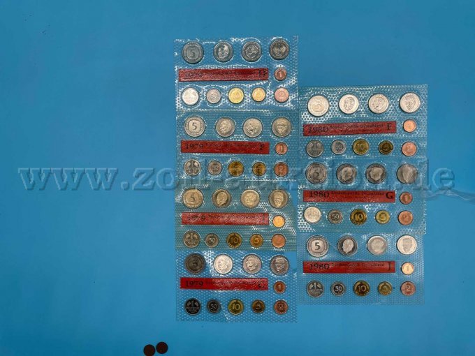 4 x Deutsche Mark Sammlung 1979, 3 x Deutsche Mark Sammlung 1980, jeweils Vorderseite