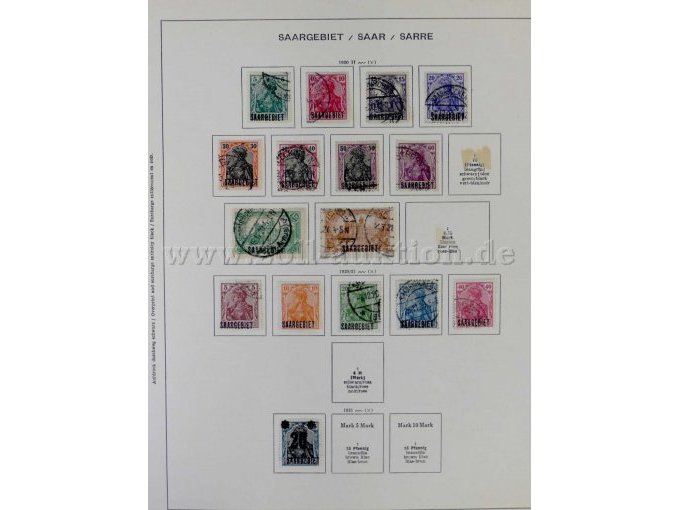 Teilansicht Seite aus Schaubek-Album, hier- Saargebiet