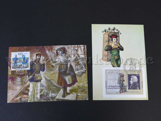 2 Postkarten mit Marke, Erstausgabe