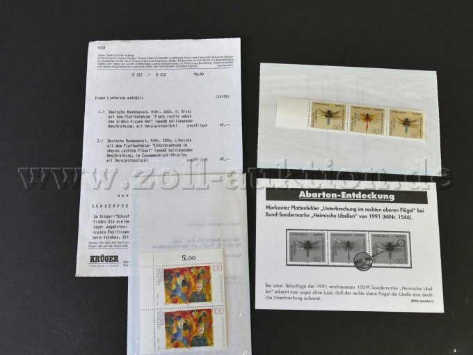 Umschlag mit Marken mit Plattenfehlern