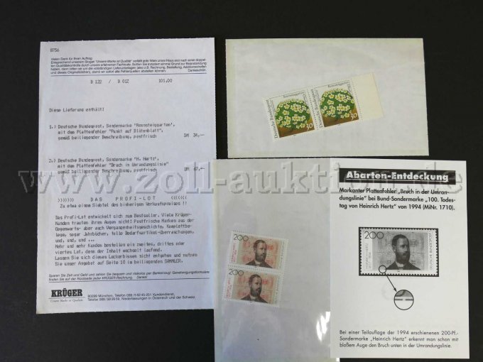 Umschlag mit Marken mit Plattenfehlern