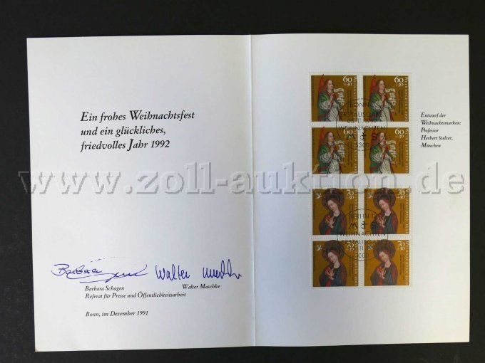 Karte Weihnachten 1991