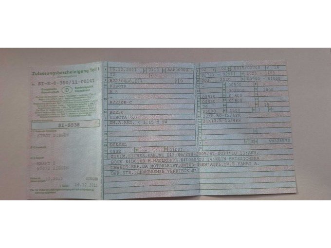 Zulassungsbescheinigung Teil 1