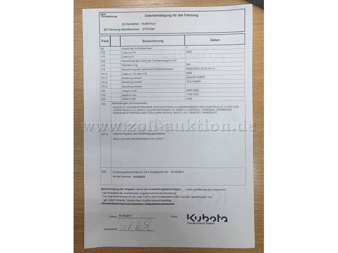 Kubota STC32 mit Strauchstreuer und Wiedemann Combi Bürste, Fahrzeugdaten Seite 2 Ansicht