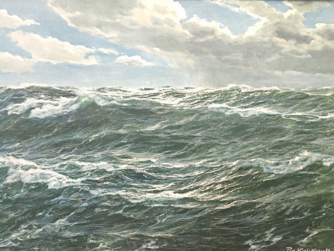 Zentrales Motiv: Meerwellen mit Himmelswolken