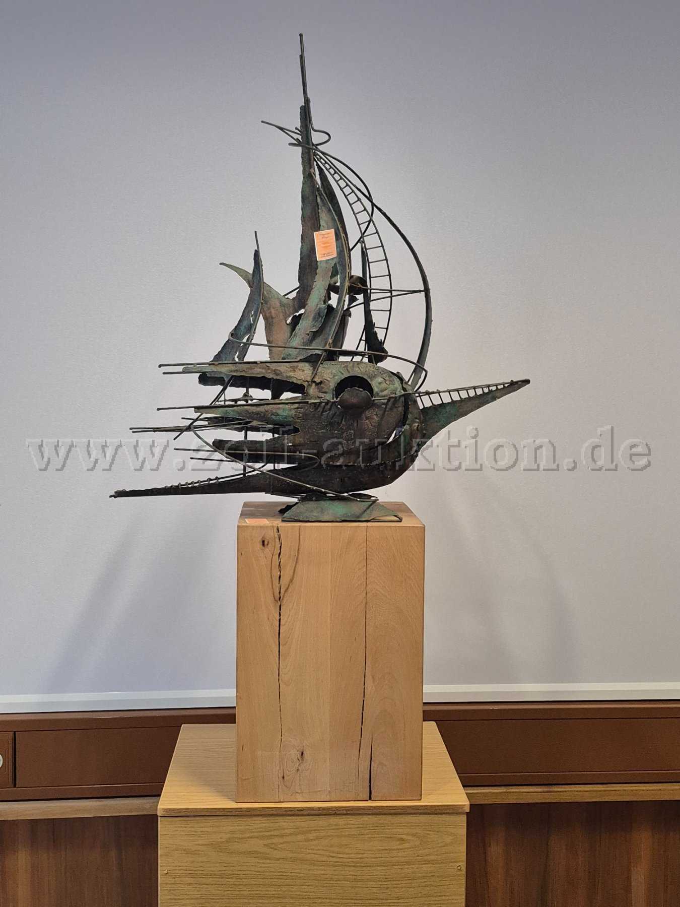 1 kobberskulptur "Skib" replika "Veliero Futurista" af A. Di Giovanni