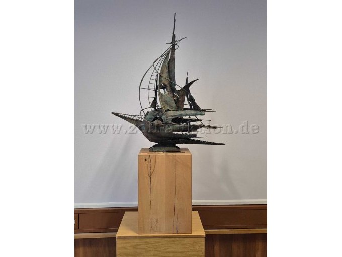 1 koperen sculptuur "Schip", replica van "Veliero Futurista" van A. Di Giovanni – foto 3 – kavel bij Zoll-Auktion, Hagen