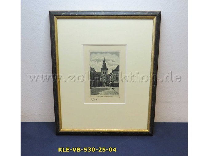 Kupferstich Alt - Mörs  Rathausturm