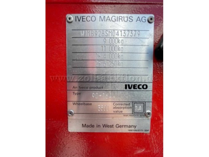 Typenschild Fahrgestell