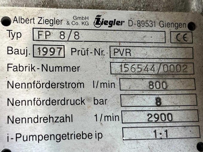 Feuerlöschkreiselpumpe Typenschild