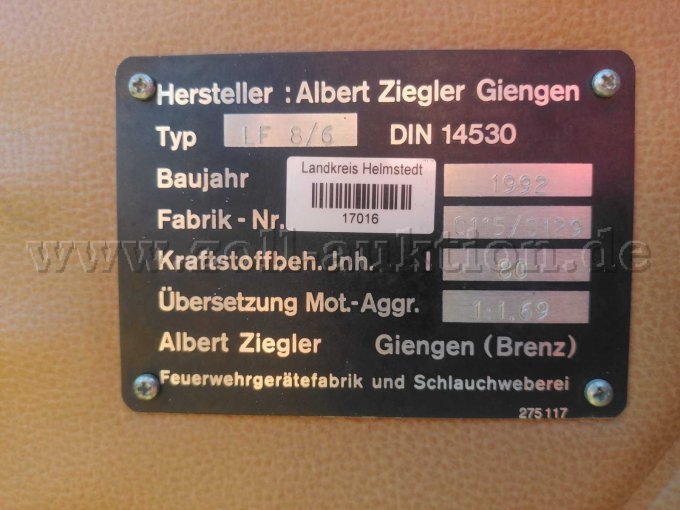 Typenschild LF 8/6