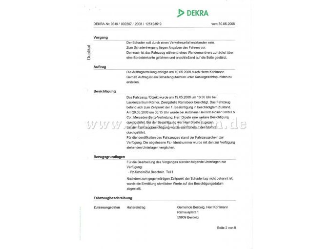 Gutachten Unfallschaden Seite 2