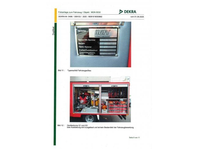 Typenschlid Fahrzeugaufbau,Geräteräume von links