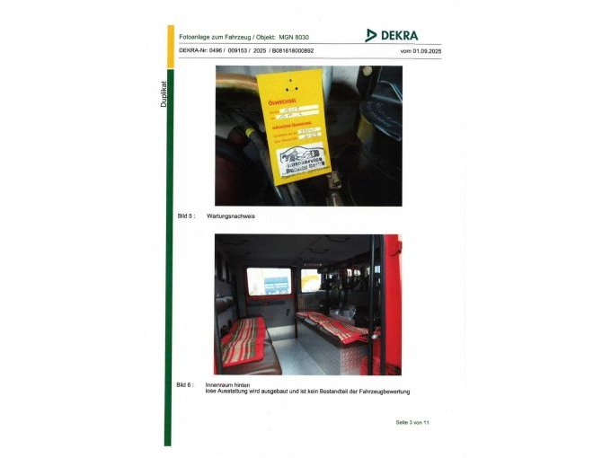 Wartungsnachweis,
Innenraum hinten von rechts