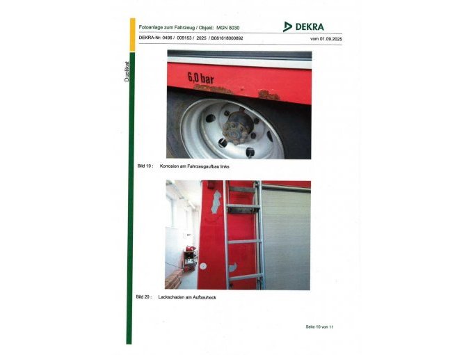 Korrosion am Fahrzeugaufbau links, Lackschaden am Aufbau hinten links