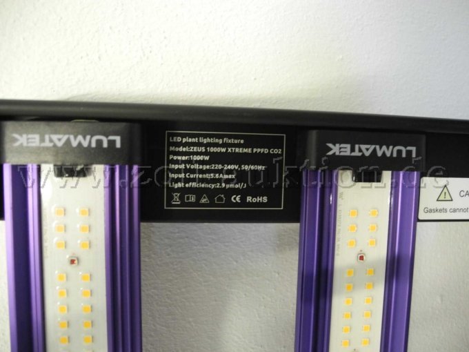 Ansicht Lichtleisten und Produktdaten