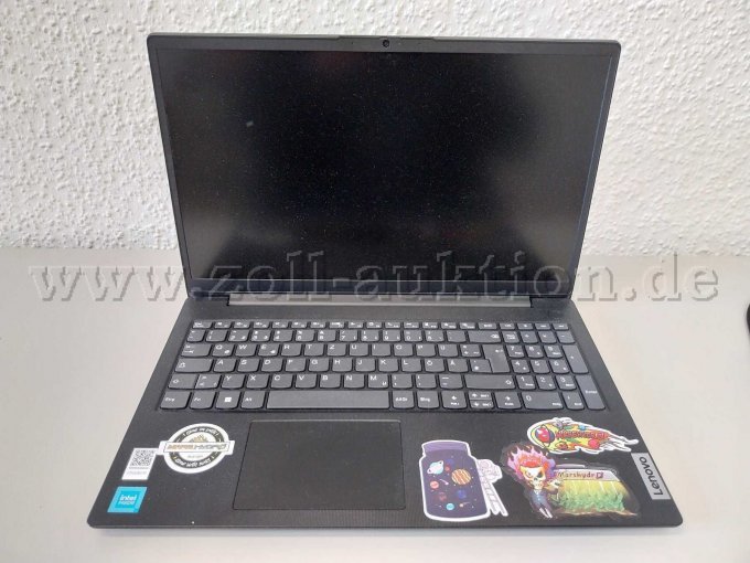 Laptop mit Aufkleber (offen)