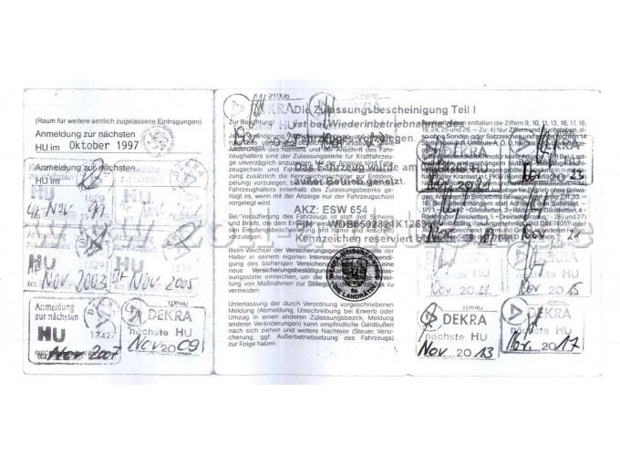 Fahrzeugschein Rückseite