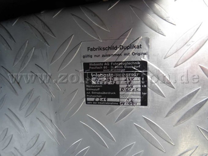 Fabrikschild Duplikat Webasto Heizgerät Fabrikschild Duplikat Webasto Heizgerät