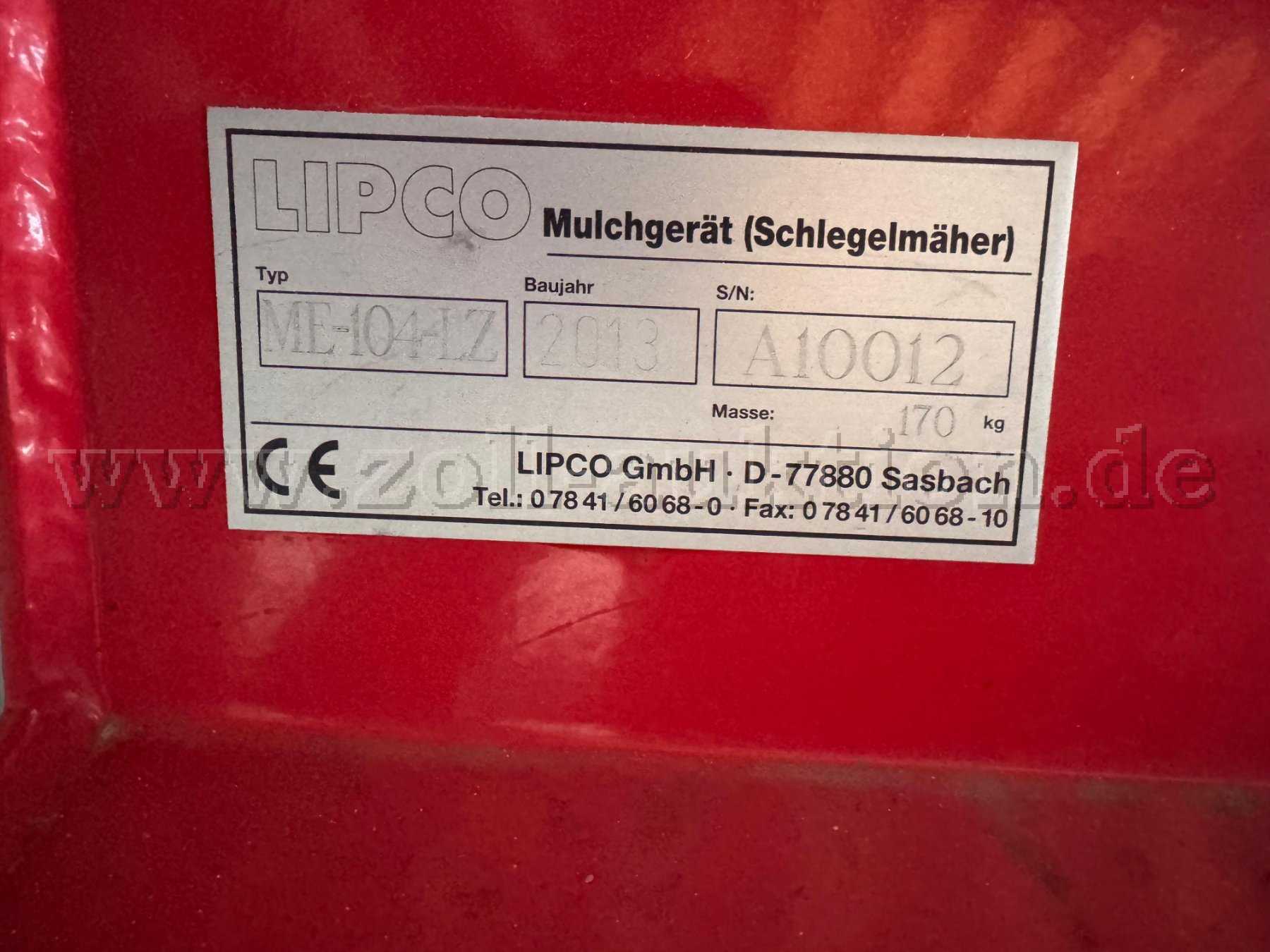 Typenschild Lipco ME- 104LZ
