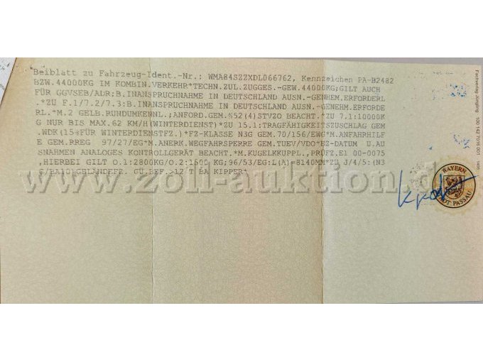 Zulassungsbescheinigung Teil I