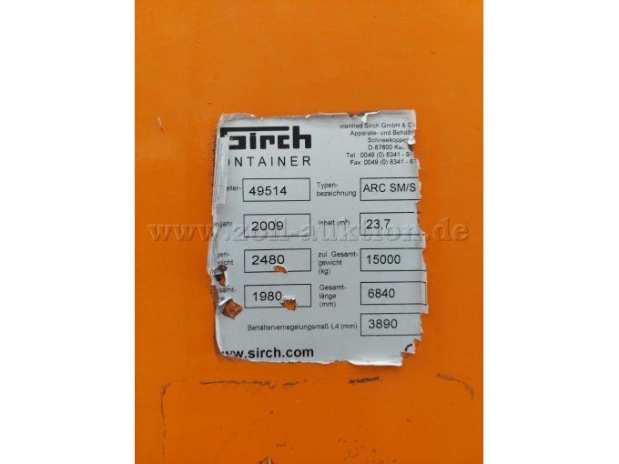 Typenschild Mulde