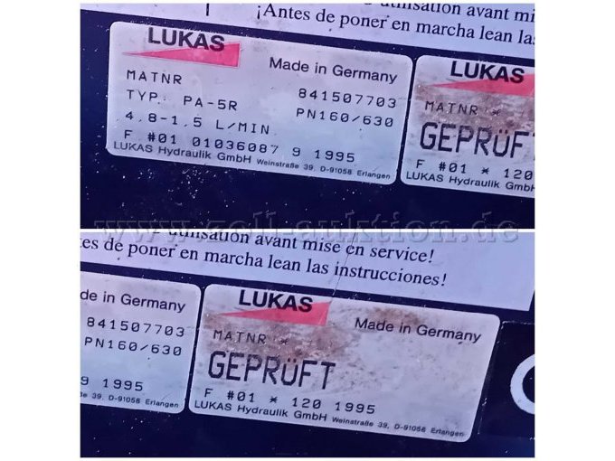 Prüf- und Typenschild Lukas-Aggregat