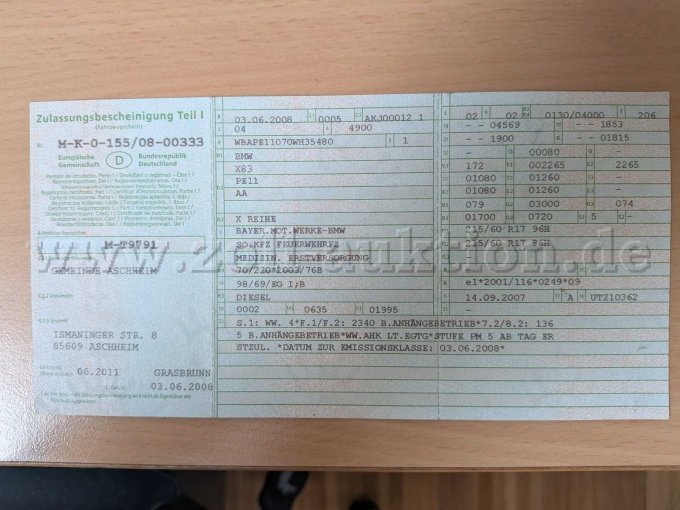 Zulassungsbescheinigung Teil I