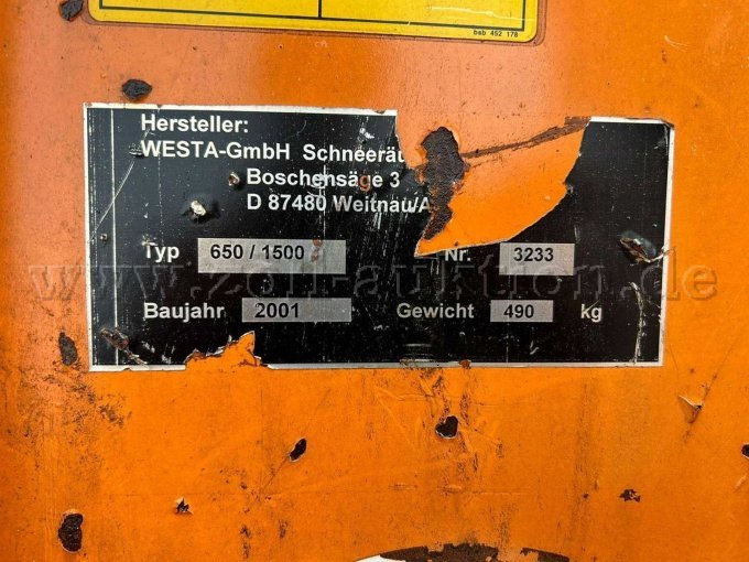 Typenschild Schneefräse