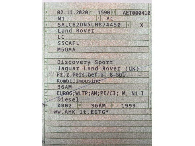 Auszug Fahrzeugschein